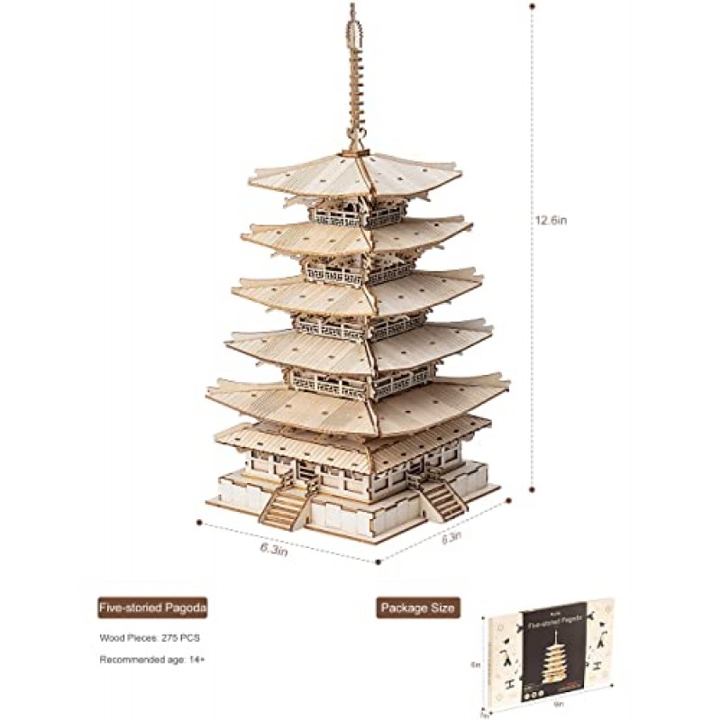 3D 퍼즐을 구축하는 성인을 위한 Rolife 우드 모델 키트 DIY 5층 탑 친구나 가족을 위한 생일 독특한 선물