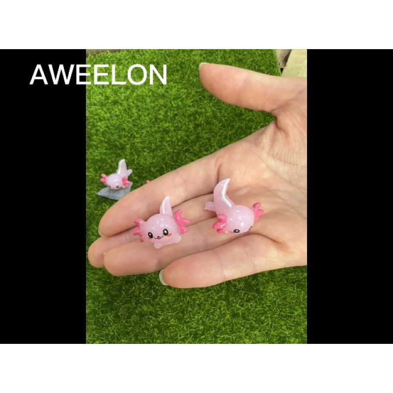 AWEELON 60Pcs 미니 수지 Axolotl, 소형 동물 입상, 정원 풍경 수족관 인형 집 장식 화분에 심은 식물 장식 DIY 공예 정원 요정 장식 생일 파티 호의 …