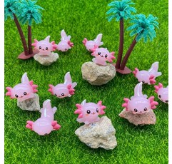 AWEELON 60Pcs 미니 수지 Axolotl, 소형 동물 입상, 정원 풍경 수족관 인형 집 장식 화분에 심은 식물 장식 DIY 공예 정원 요정 장식 생일 파티 호의 …