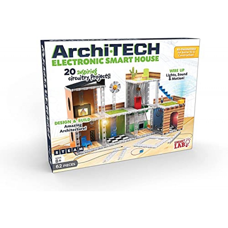 SmartLab Toys Archi-TECH 전자 스마트 하우스 - 교육용 홈 디자인 방 장식 줄기 빌딩 장난감 및 엔지니어링 키트 - 활동 도서 빌딩 세트 및 2x 전자책으로 나만의 스마트 하우스 구축