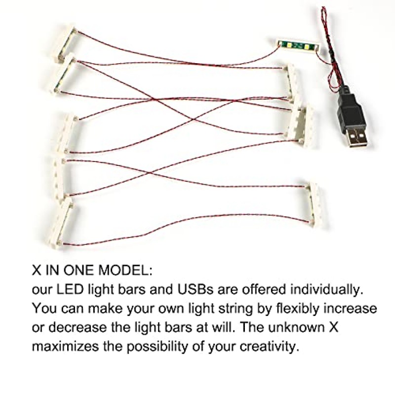 20개 1X4 LED 조명 키트(USB로 구동되는 X in One 조명) 레고 벽돌 3710(따뜻한 흰색)과 호환되는 벽돌 도시 DIY 조합 모듈