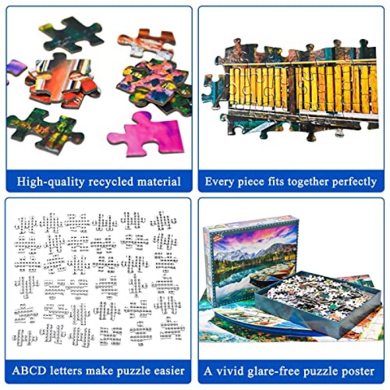 성인을 위한 HUADADA 1000피스 퍼즐, 성인을 위한 후시네 호수 풍경 퍼즐 1000피스 독특한 모양 조각 자연 퍼즐(27.56