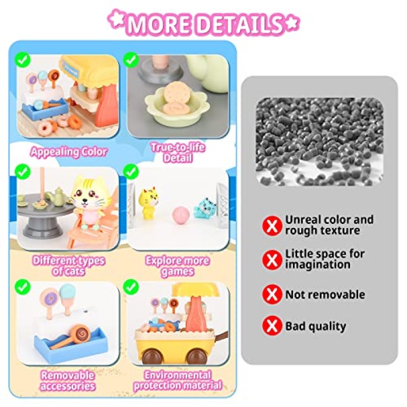 SweetAce 고양이 장난감 어린이를위한 41 Pcs 고양이 피규어 Playset 고양이 가족의 날 놀이 세트 고양이 장면 장난감 유아 역할 놀이 교육 장난감-소녀와 소년 연령 3 이상을위한 훌륭한 선물