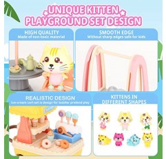 SweetAce 고양이 장난감 어린이를위한 41 Pcs 고양이 피규어 Playset 고양이 가족의 날 놀이 세트 고양이 장면 장난감 유아 역할 놀이 교육 장난감-소녀와 소년 연령 3 이상을위한 훌륭한 선물