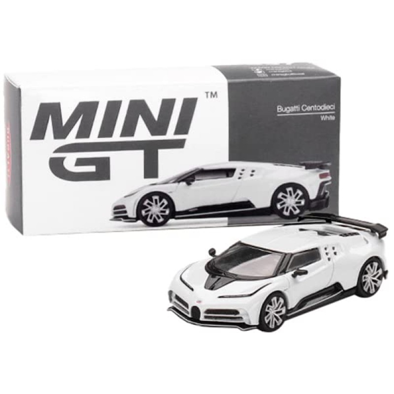 Truescale Miniatures Bugatti Centodieci White with Black Accents 한정판 1/64 다이캐스트 모델 자동차 True Scale MGT00337 제작, 남녀공용 성인