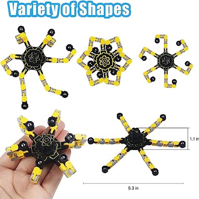20 팩 변형 가능한 피젯 스피너, 재미있는 감각 피젯 장난감 변형 가능한 체인 로봇 손가락 장난감 DIY 변형 로봇 기계식 스피너 십대 성인을 위한 스트레스 릴리프 피젯 장난감, 피젯 스피너