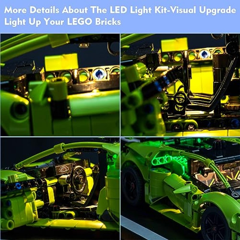 레고 람보르기니 Huracán Tecnica 42161용 LocoLee LED 조명 키트, DIY 조명 세트 액세서리 레고 42161 팬용 빌딩 세트와 호환 가능(조명만, 모델 없음)