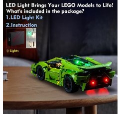 레고 람보르기니 Huracán Tecnica 42161용 LocoLee LED 조명 키트, DIY 조명 세트 액세서리 레고 42161 팬용 빌딩 세트와 호환 가능(조명만, 모델 없음)