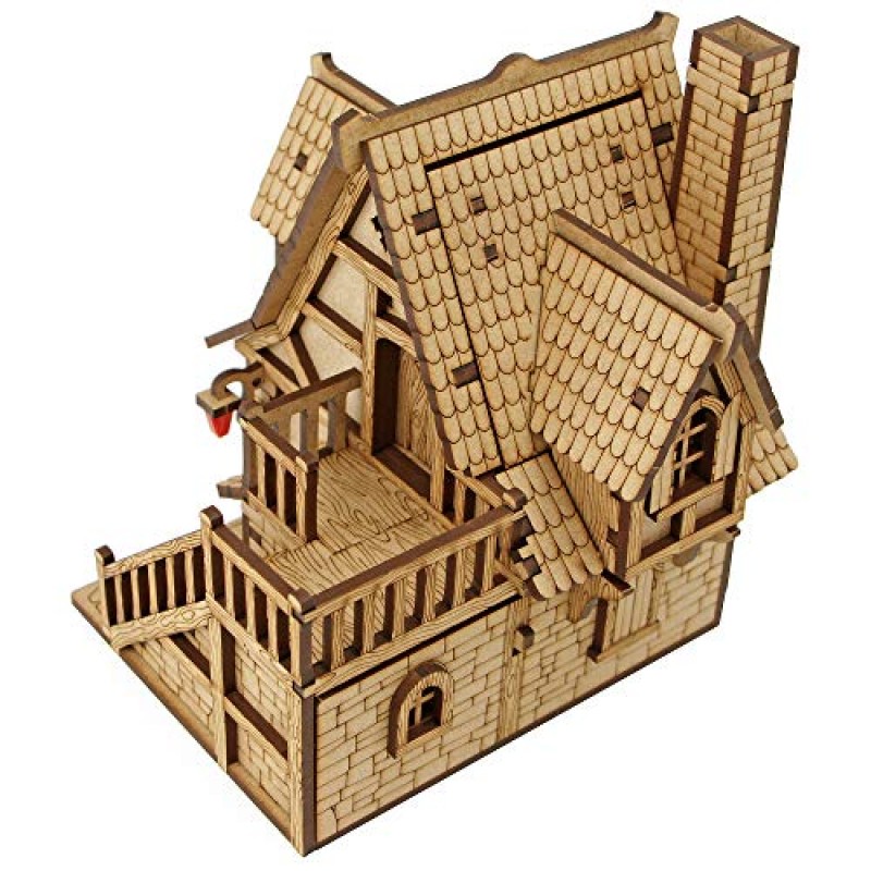 TowerRex Big House D&D 지형 타운 빌딩 - Dungeons & Dragons, Pathfinder, Warhammer, Tabletop Battle map Grid, Wargaming Terrain, Scenery for 25mm 32mm 28mm Miniatures용 DND 액세서리