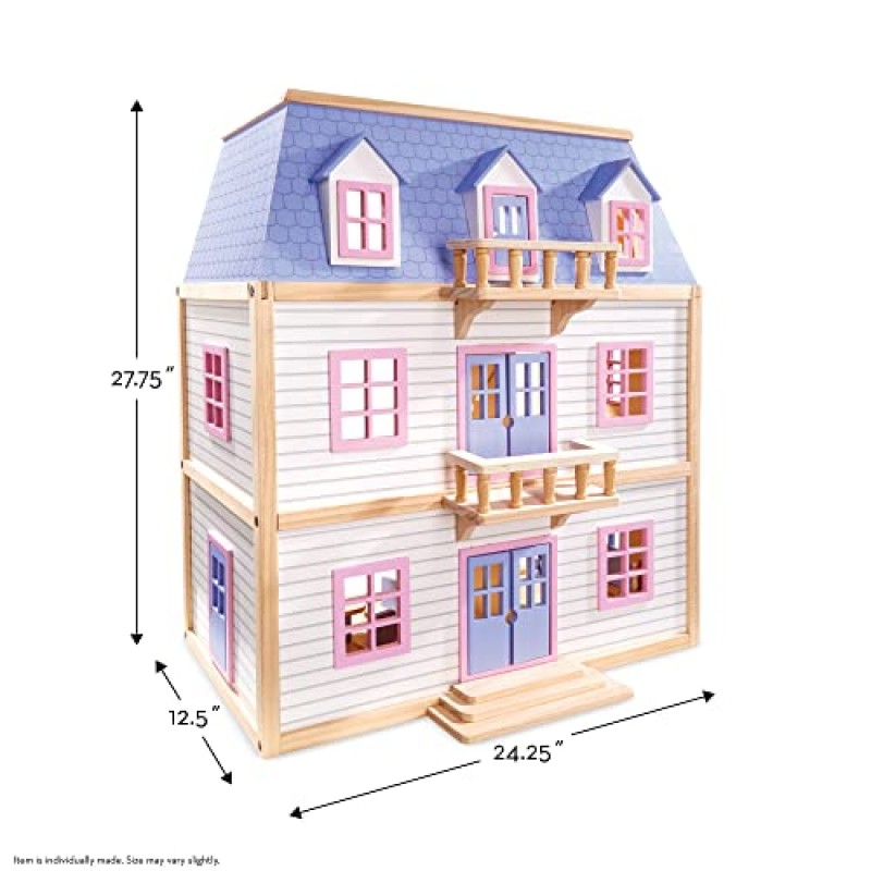 Melissa & Doug 목조 다단계 인형의 집 SIOC - 어린이를 위한 목조 다층 척 놀이 인형의 집