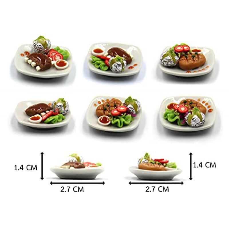 10가지 모듬 아침식사 세트 - 미니어처 음식, 장식용 작은 음식 인형집, 인형집, 디오라마 (스케일 1:24, 1/24)