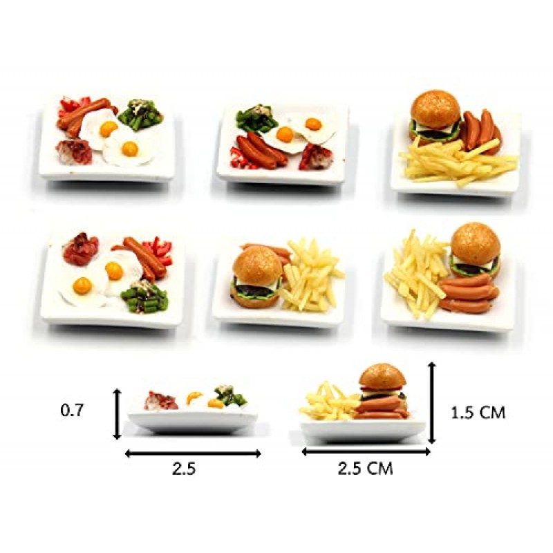 10가지 모듬 아침식사 세트 - 미니어처 음식, 장식용 작은 음식 인형집, 인형집, 디오라마 (스케일 1:24, 1/24)