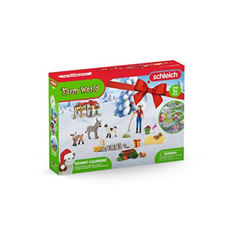 Schleich Farm World, 남아 및 여아를 위한 농장 동물 장난감, 24가지 서프라이즈 장난감이 포함된 Farm World Advent Calendar