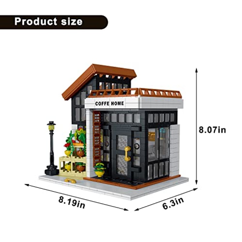 STEM 도시 거리 빌딩 블록, LED 조명이 포함된 커피 하우스 빌딩 키트, 1512 PCS, 소녀 빌딩 블록 어린이를 위한 장난감 8-12 생일 선물 소년 소녀 연령 6-12 세