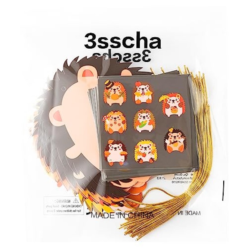 3sscha 123Pcs 유치원 어린이를위한 가을 고슴도치 공예 키트 나만의 고슴도치 세트 만들기 DIY 자기 접착 스티커 수제 삽화 프로젝트 교실 가정 활동 추수 감사절 가을 파티 호의 장식