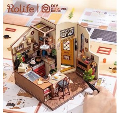 Rolife DIY 미니어처 하우스 키트 아늑한 주방, 미니 하우스 만들기 키트 성인이 지을 수 있는 모델 하우스, 조명이 있는 미니어처 룸 키트, DIY 공예품/선물/가족과 친구들을 위한 홈 데코(아늑한 주방)