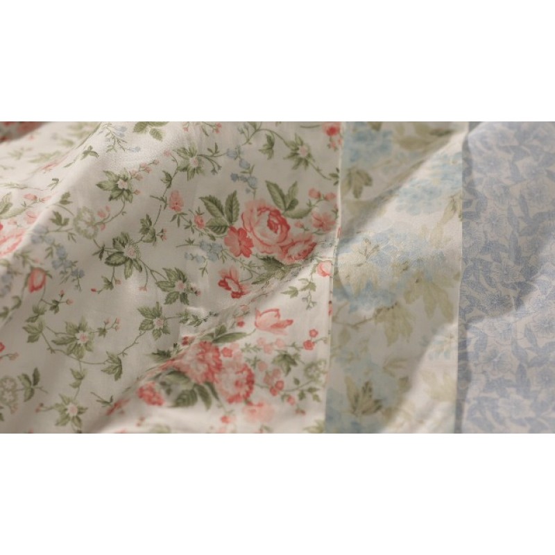 로라 애슐리 - 퀸 이불 커버 세트, 양면 면 침구, 어울리는 샴, 사계절용 홈 데코(샬롯 블루, 퀸)