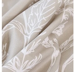 JANZAA 3개 이불 커버 퀸 사이즈 꽃무늬 흰색 식물 오트밀에 인쇄됨 이불 커버 지퍼 잠금 장치가 있는 부드러운 침대 커버 4개 타이(베개 케이스 2개)