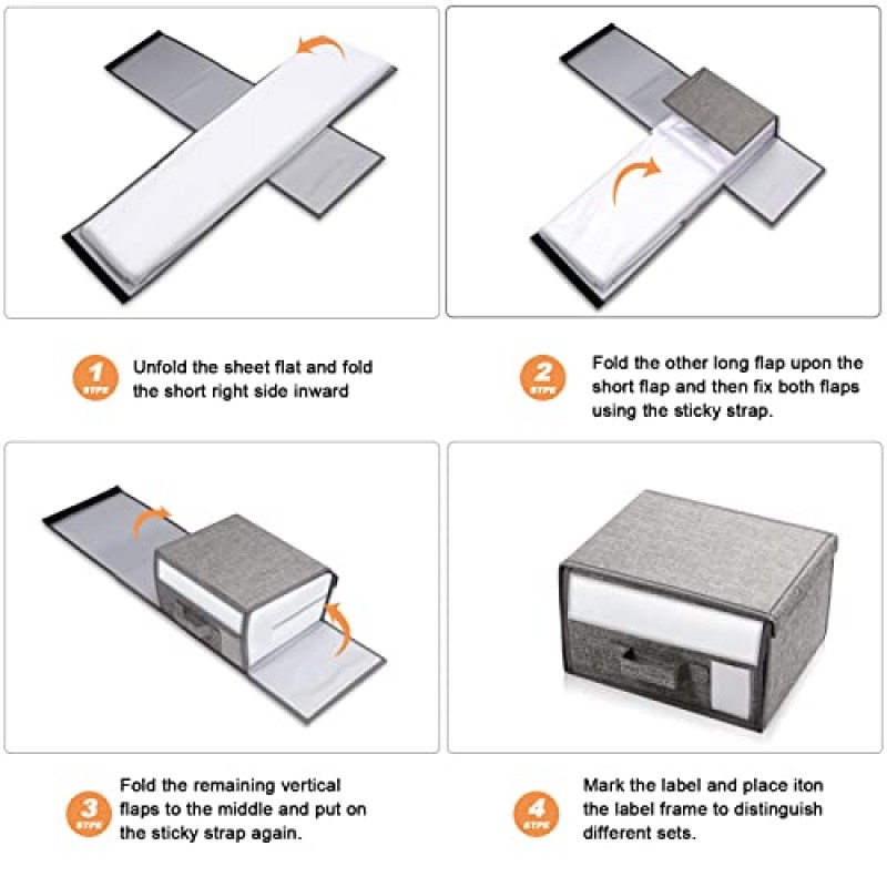 시트 큐브 접이식 침대 시트 세트 정리함(창 및 침구용 손잡이 포함), 린넨 옷장 시트 정리함 수납 시트, 이불 커버, 베갯잇 및 수건(2팩(풀 사이즈 또는 트윈 사이즈))