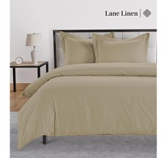 LANE LINEN 100% 오가닉 순면 퀸 이불 커버 세트, 3피스 세트(이불 커버 1개, 베개 샴 2개) 긴 스테이플 면, 퍼케일 직조, 부드럽고 통기성이 뛰어나며 버튼 여밈이 있는 이불 커버 - 린넨