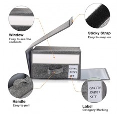 시트 큐브 접이식 침대 시트 세트 정리함(창문 및 침구용 손잡이 포함), 린넨 옷장 시트 정리함 수납 시트, 이불 커버, 베갯잇 및 수건(2팩(퀸 또는 킹 사이즈))