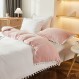 Bedbay 여왕 이불 커버 세트 십대 소녀를위한 핑크 침구 미적 침구 세트 볼 폼 프린지 디자인 3pcs 울트라 소프트 마이크로 화이버 이불 커버 세트 (화이트 & 핑크, 퀸)