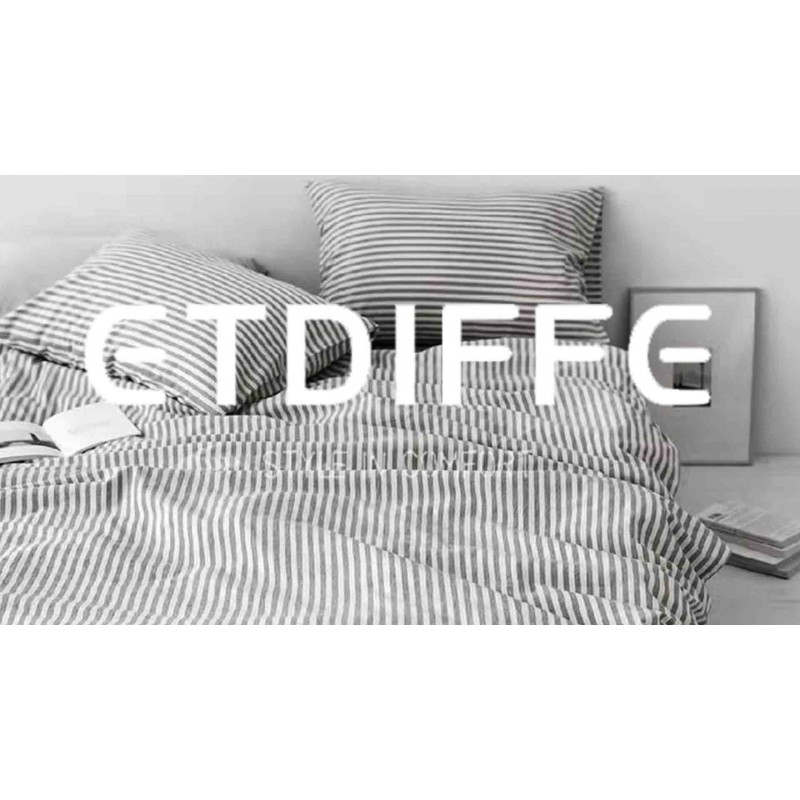 ETDIFFE 그레이 스트립 이불 커버 퀸사이즈, 3피스 농가 세로 줄무늬 패턴 극세사 침구 이불 커버 세트, 부드럽고 가벼운 핀스트라이프 이불 커버, 흰색 및 회색(90x90)