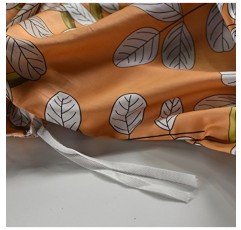 Eikei 모던 빈티지 레트로 모드 프린트 침구 이집트 면 이불 커버 세트 미니멀리스트 시크 식물 디자인 아시아 젠 스타일 풀 퀸 또는 킹 사이즈 가역 패턴(퀸, 오렌지 셔벗)