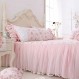 LELVA 로맨틱 장미 프린트 이불 커버 세트 침대 스커트 핑크 레이스 프릴 꽃 초라한 세련된 침구 세트 전체 4 피스