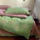 VM VOUGEMARKET 리넨 코튼 자카드 이불 커버 퀸, 3 Pcs 원사 염색 질감 이불 커버 세트 녹색 보라색 꽃 무늬 침구 통기성, 자연스러운 주름진 모양