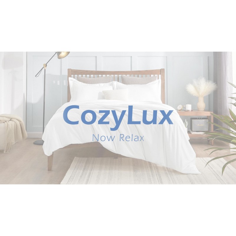 CozyLux 100% 유기농 대나무-레이온 이불 커버 퀸 세트 사이즈 실키 화이트 3PCS 300TC 럭셔리 이불 커버 90