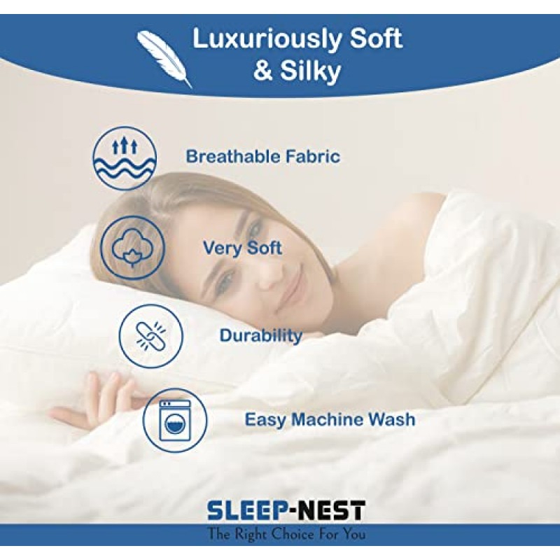 SLEEP-NEST Luxuries 장식 핀치 주름 핀턱 이불 커버 슈퍼 킹 플러스 120x120 사이즈 지퍼 클로저 및 코너 타이 포함 3개 이집트 면 100% 부드럽고 아늑함, 흰색 솔리드