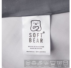 SOFTBEAR 100% 텐셀 리오셀 슈퍼 소프트 이불 커버 퀸 사이즈 세트 3개 - 냉각 리오셀 침대 시트 - 지퍼 잠금 장치 및 4코너 타이 포함 - 어스 그레이-실버 색상의 단색 양면 가능