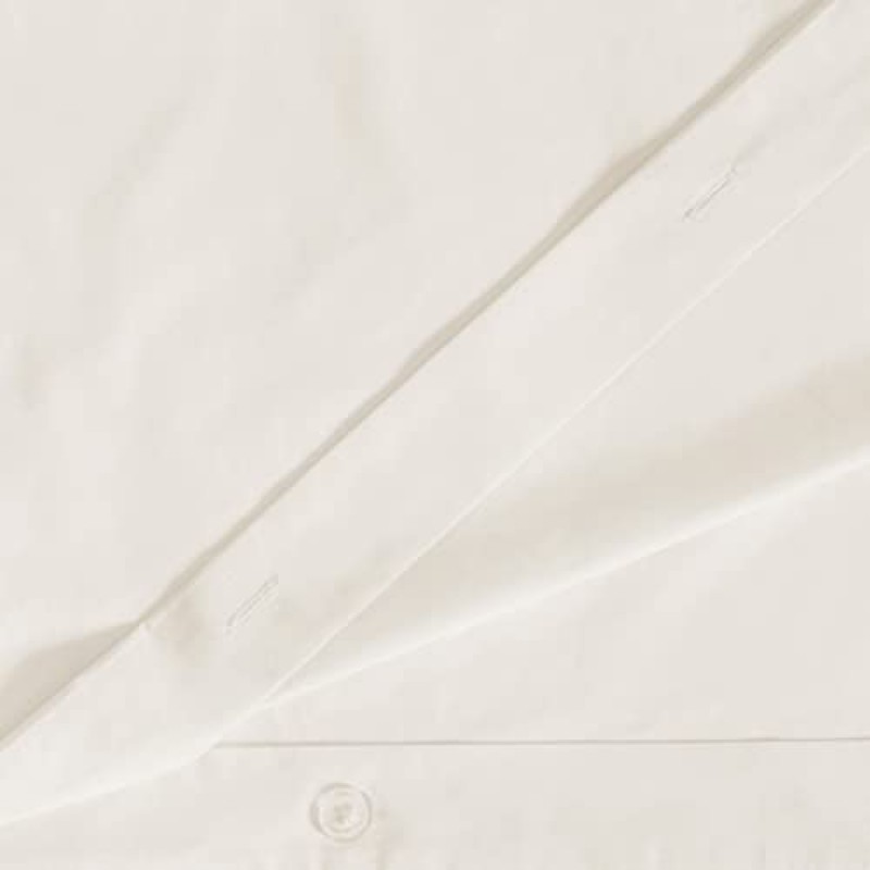 Brooklinen 럭셔리 퍼케일 이불 커버 - 100% 면, 킹/캘리포니아 킹 사이즈 크림색, 매우 긴 코너 타이 및 버튼 여밈 | 뜨거운 슬리퍼를위한 최고의 시트