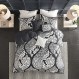 매디슨 파크 비엔나 면 폴리 혼방 이불 세트 현대적인 디자인, 프린트된 다마스크 디자인, 이불 침구용 올 시즌 커버, 어울리는 샴, 장식 베개 풀/퀸 블랙 6피스