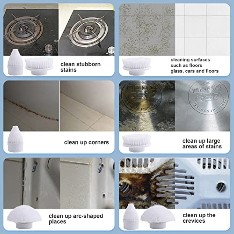 SZFIXEZ 전기 스핀 스크러버, 욕실용 무선 전기 청소 브러시 ​​벽, 난로, 타일, 욕조, 변기, 창문용 교체 가능한 샤워 청소 브러시 ​​헤드 4개가 있는 전기 스핀 클리너