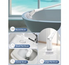 Vicmayun 전기 스핀 스크러버, 교체 헤드 6개가 포함된 무선 샤워 청소 브러시, 각도 조절 가능 3개, 욕실, 욕조, 타일, 바닥, 그라우트, 주방용 확장 암이 있는 강력한 샤워 스크러버