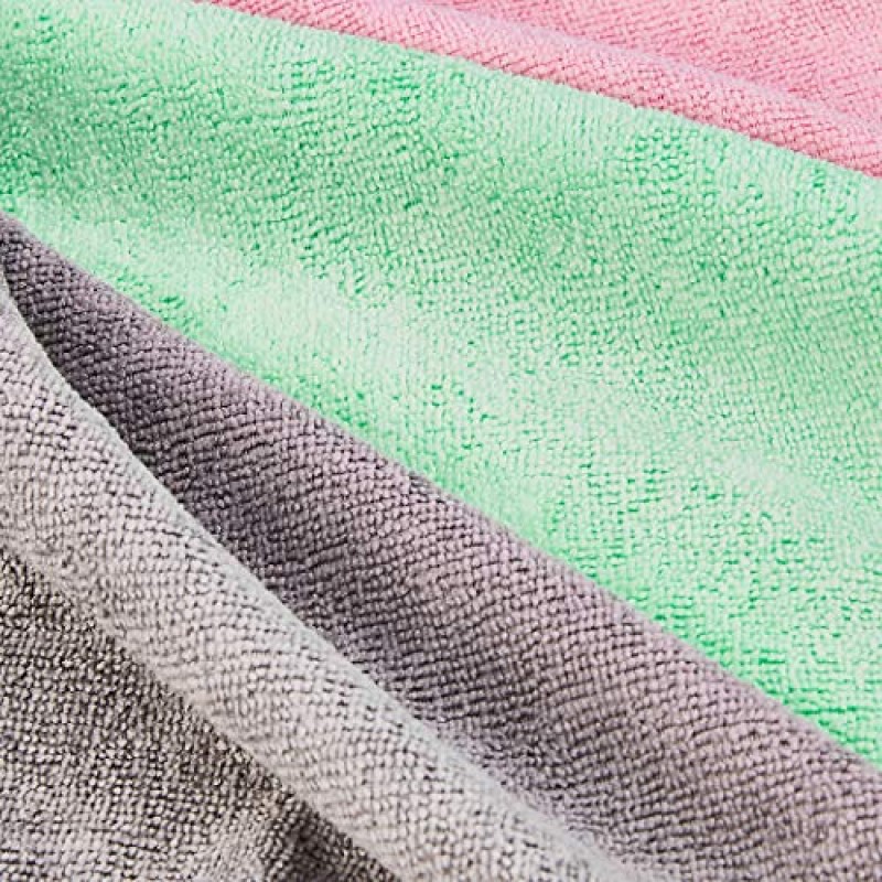 Amazon Basics 극세사 청소용 천, 비연마성, 재사용 및 세탁 가능, 24개 팩, 녹색/회색/분홍색, 16
