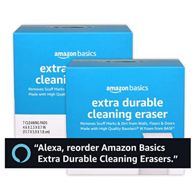 Amazon Basics 내구성이 뛰어난 청소용 지우개, 흰색, 14개