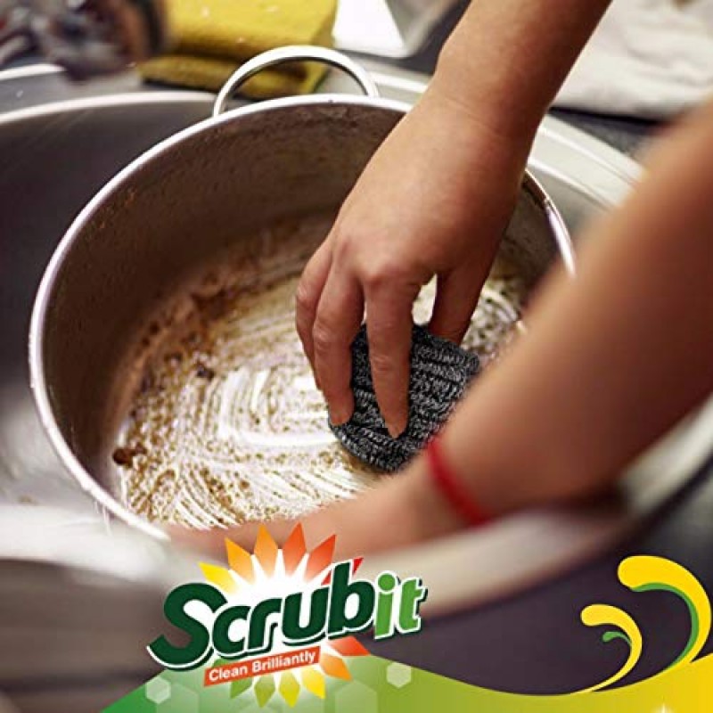 Scrub It의 스테인리스 스틸 수세미 12개 팩 – 접시, 냄비, 팬, 오븐에 사용되는 스틸 울 수세미 패드. 힘든 주방 청소를 위한 손쉬운 수색.