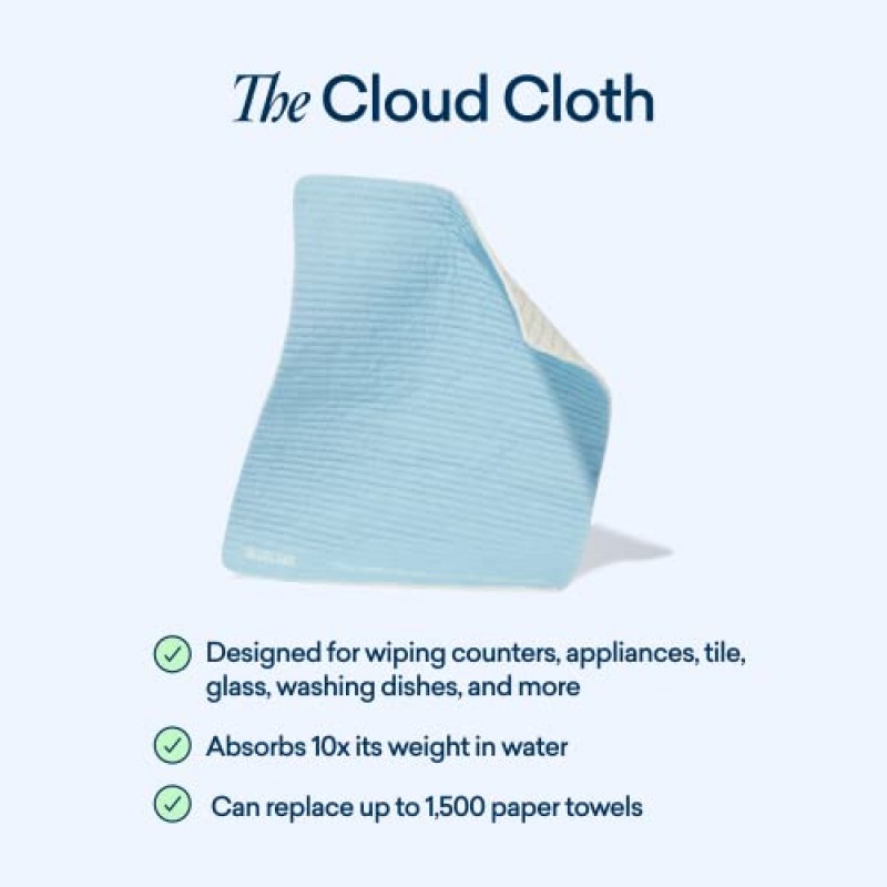 BLUELAND Cloud Cloth - 3팩 - 재사용 가능한 초흡수성 스웨덴 접시 천, 천연 주방 스폰지 타월, 천연 면 및 식물 셀룰로오스로 제작 - 주방, 카운터 및 설거지용