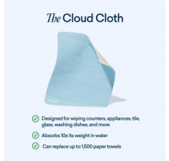 BLUELAND Cloud Cloth - 3팩 - 재사용 가능한 초흡수성 스웨덴 접시 천, 천연 주방 스폰지 타월, 천연 면 및 식물 셀룰로오스로 제작 - 주방, 카운터 및 설거지용