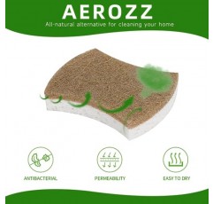 AEROZZ 10팩 생분해성 스폰지 - 스폰지 주방 천연 접시용 스폰지 천연 스폰지 접시 스폰지 - 친환경 스폰지 천연 주방 스폰지