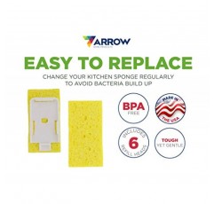 Arrow 홈 제품 접시 지팡이 스폰지 리필, 스냅 온 교체 스폰지 2개 3팩 - BPA 무함유 스폰지 교체 헤드, 총 6개