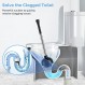 화장실 플런저 및 그릇 브러쉬 세트: 욕실 청소용 스테인레스 스틸 헤비 듀티 화장실 클리너 플런저 스크러버 홀더 콤보 - 덮개가 있는 캐디가 있는 현대적인 은신처 길쭉한 욕실 액세서리