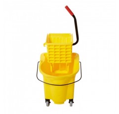 Rubbermaid 상용 제품 WaveBrake 26 Qt. 측면 프레스 대걸레 버킷 및 바퀴 달린 탈수기 콤보, 노란색, 전문/산업/비즈니스 고강도 바닥 청소/걸레질용