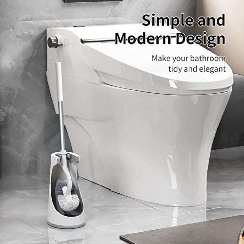 Marbarsse 욕실 변기 브러시 및 홀더, 림 아래 깊은 청소를 위한 곡선 디자인 변기 브러시, 최고의 변기 브러시 세트, 간편하고 편리한 컴팩트 변기 욕실용 클리너 브러시, 2 팩