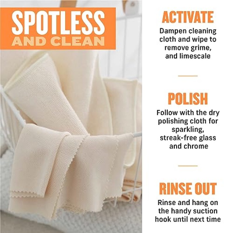 E-Cloth 극세사 청소 천 샤워 키트 - 욕실 청소용 극세사 천 - 100 세탁 보증이 포함된 세탁 가능, 재사용 가능한 청소 천 - 1팩