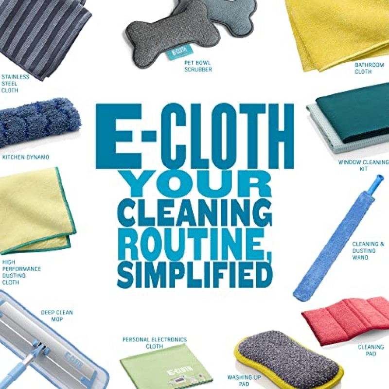 E-Cloth 극세사 청소 천 샤워 키트 - 욕실 청소용 극세사 천 - 100 세탁 보증이 포함된 세탁 가능, 재사용 가능한 청소 천 - 1팩