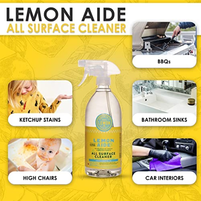 레몬에이드 고성능 극세사 청소천 & 천연 청소 제품 - 순수 레몬 에센셜 오일이 함유된 친환경 반려동물 케어 번들